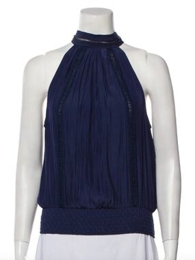 Ramy Brook Blue Mock Neck Sleeveless Top – Size S